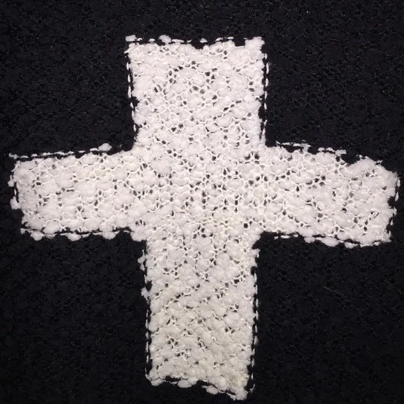 Black Boucle Sweater Goth Cross Industrial M - Picture 2 of 4